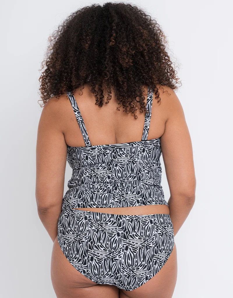 Curvy Kate Sundown Plunge Tankini Multiway Top Black Print
