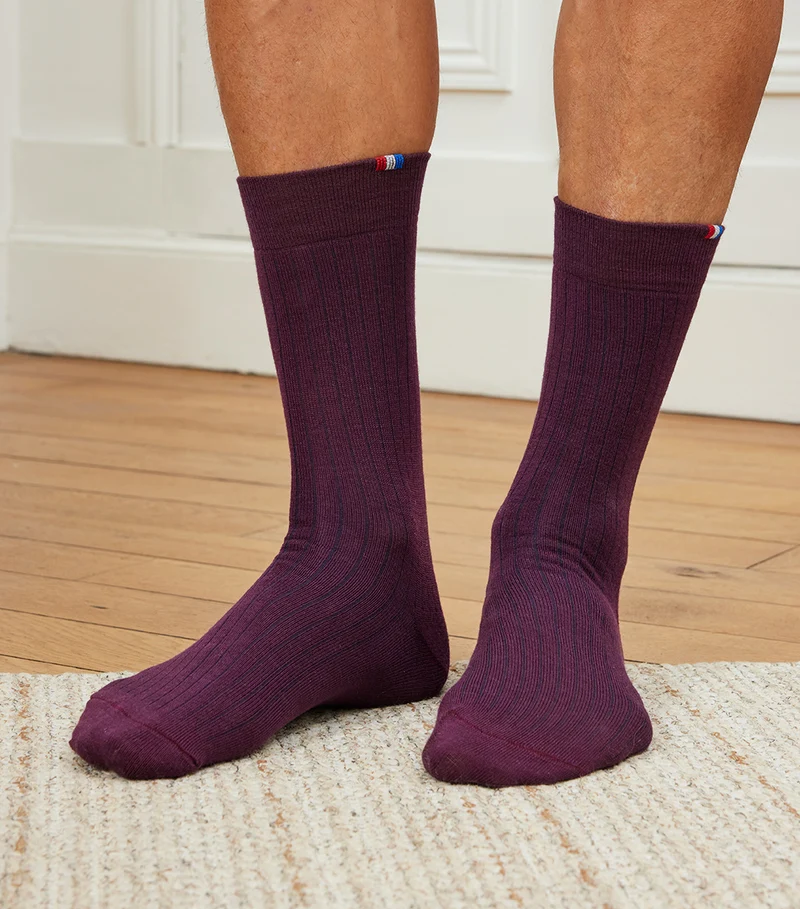 Chaussettes Homme en Laine Bordeaux