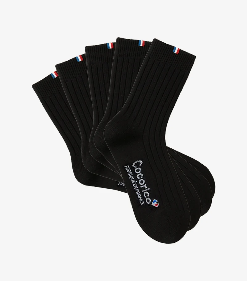 Chaussettes Femme en Laine Noir x5 - Pack Intemporel
