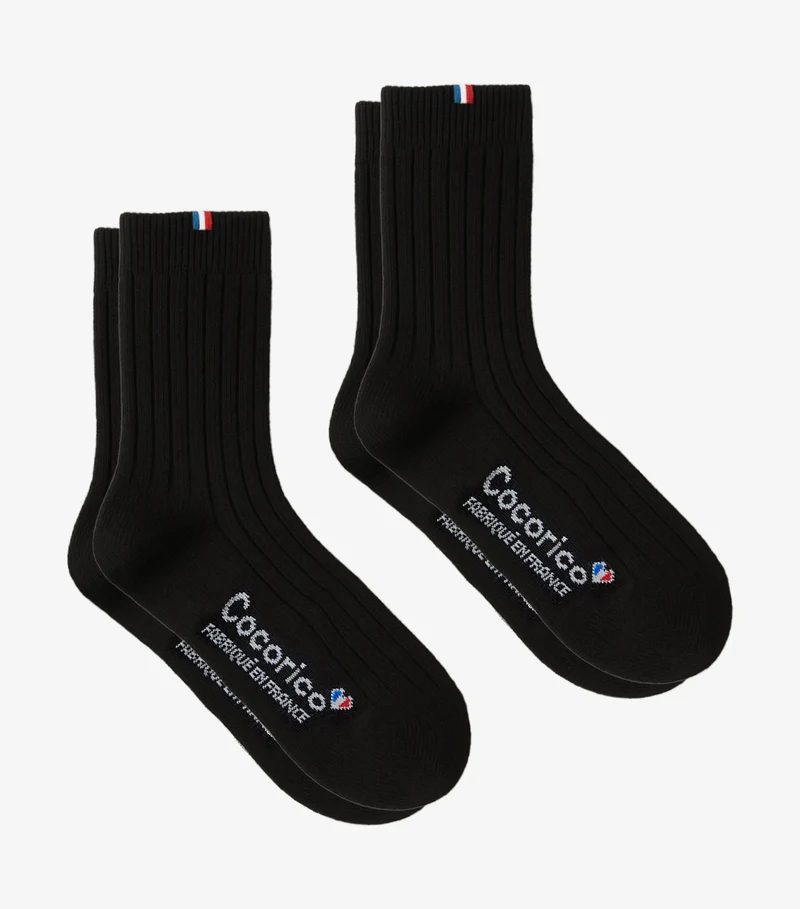 Chaussettes Femme en Laine Noir x2 - Pack Intemporel