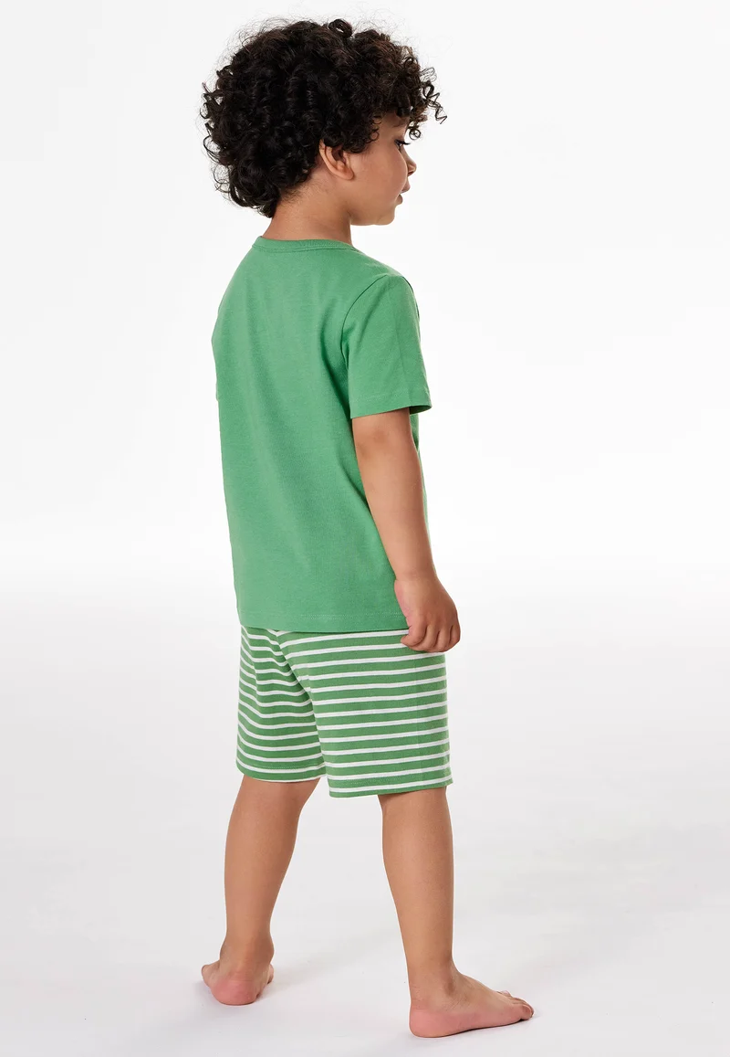 Schlafanzug kurz Grün/Weiss gestreift - Kids Nightwear