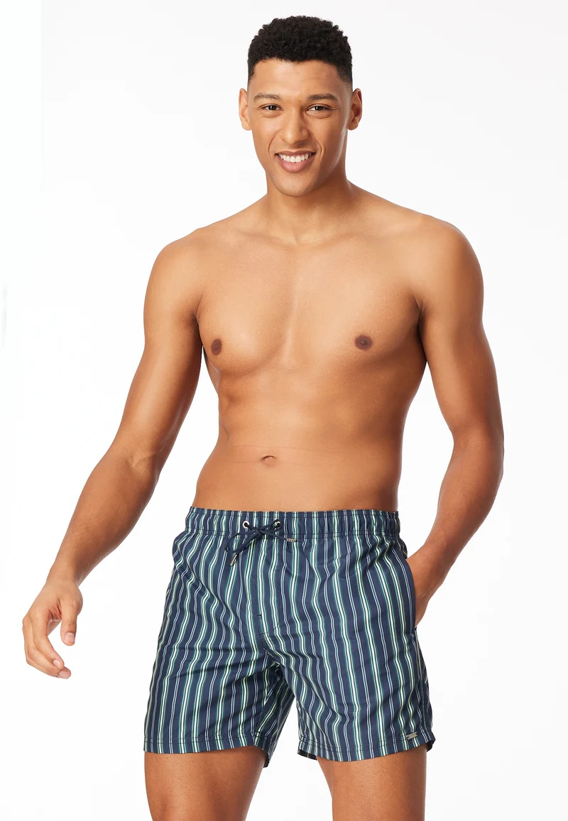 Badeshorts Blau gestreift - Aqua
