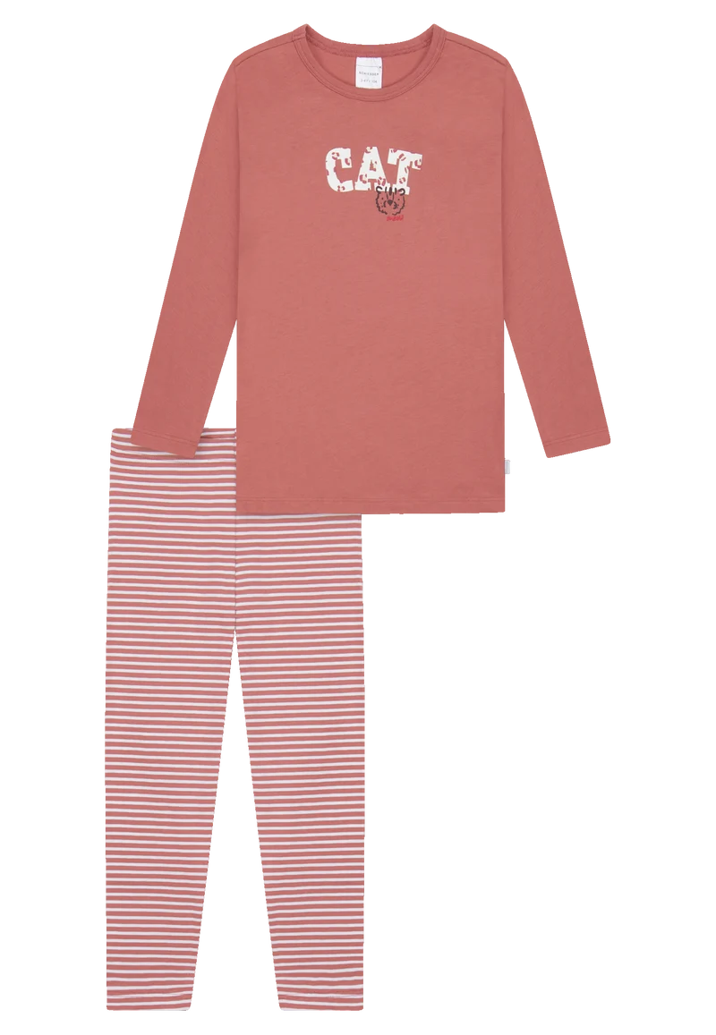 Schlafanzug Altrosa/Weiss gestreift - Kids Nightwear