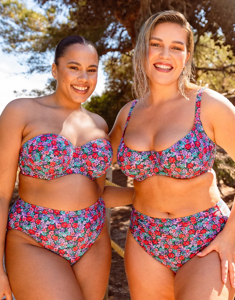 Curvy Kate Kitsch Kate Bandeau Strapless Multiway Bikini Top Floral Print