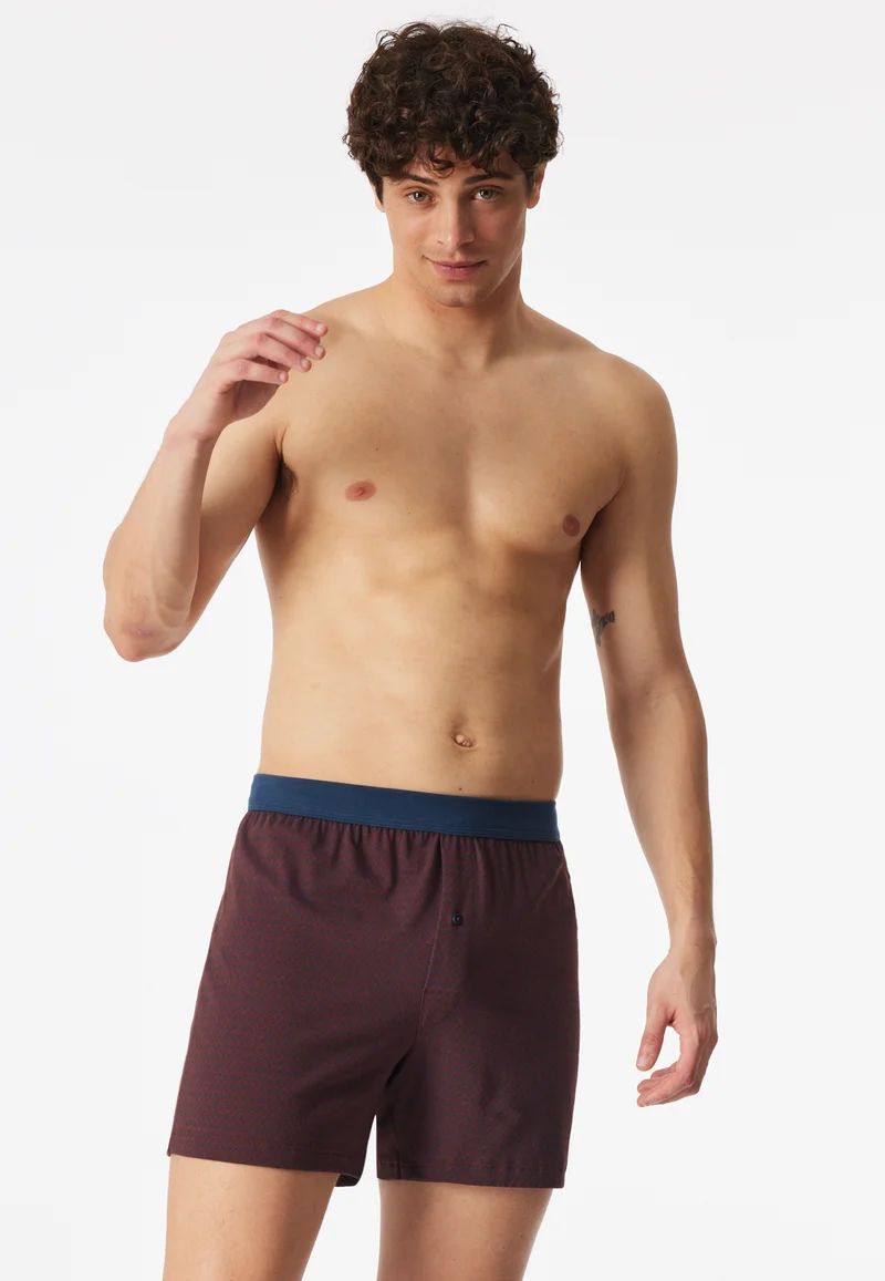 Boxershorts mit Knopfleiste Rot gemustert - Comfort Fit