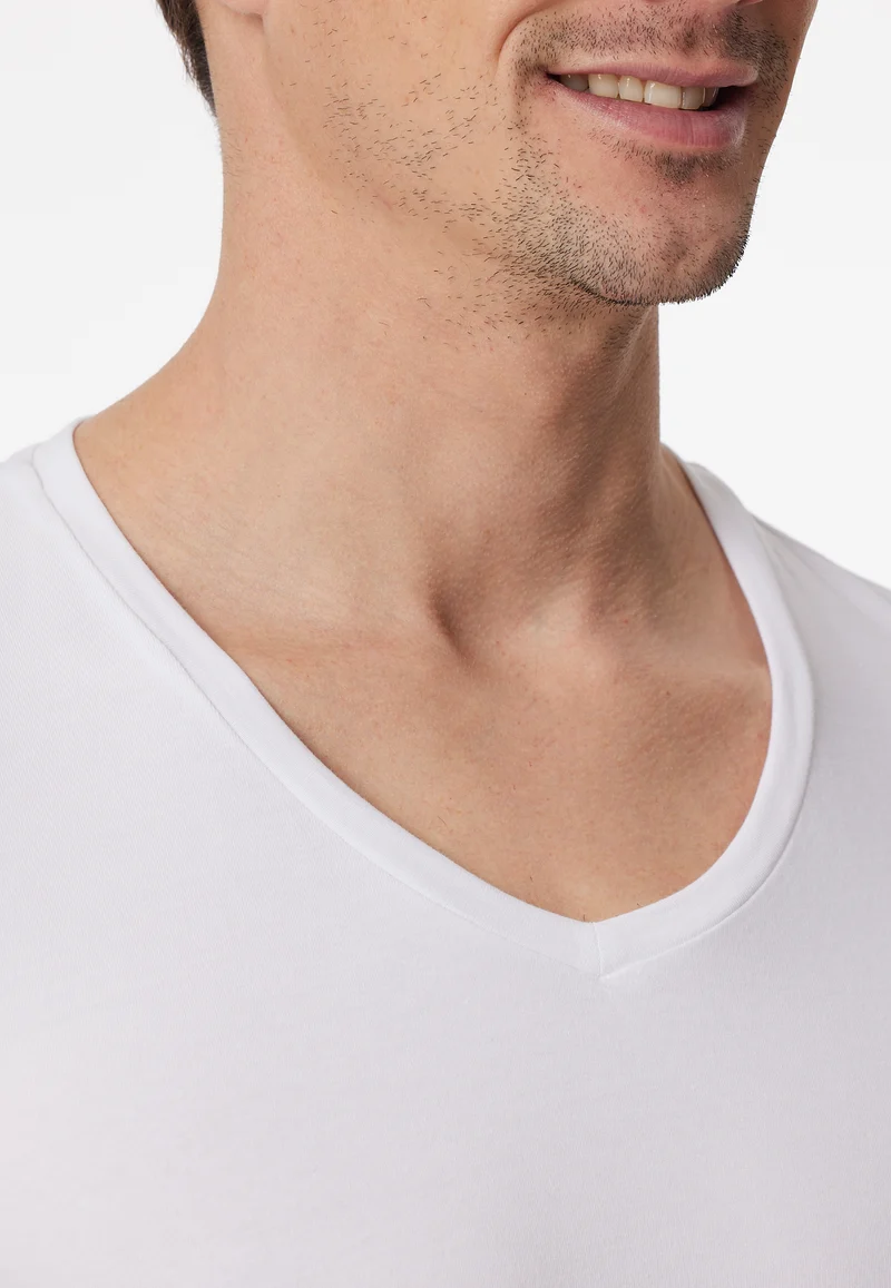 T-Shirt V-Ausschnitt Weiss - Premium Cotton