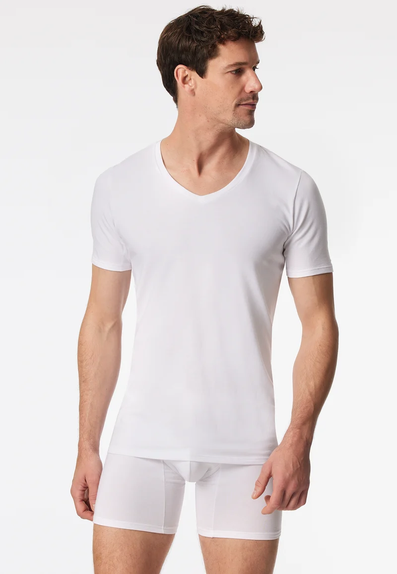 T-Shirt V-Ausschnitt Weiss - Premium Cotton