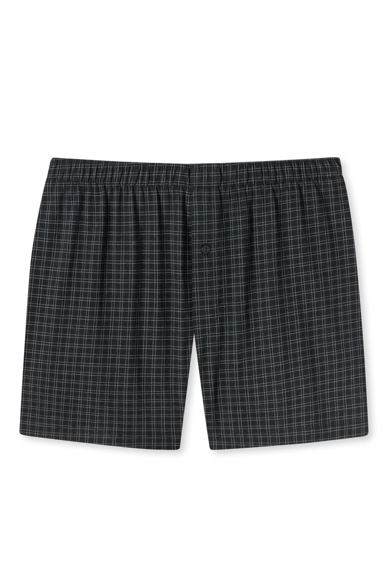 Boxershorts mit Knopfleiste Schwarz kariert - Cotton Casuals