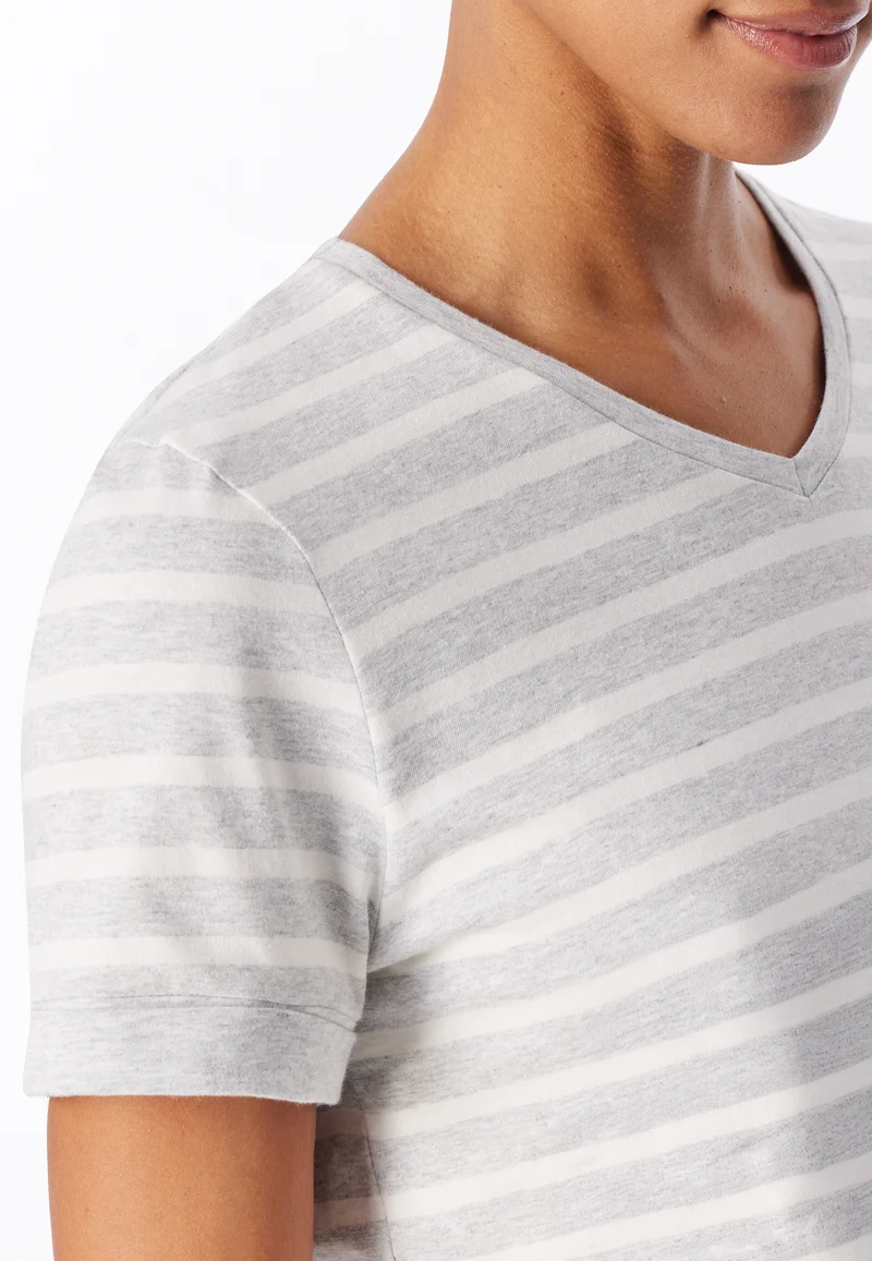 Schlafanzug 3/4-lang Grau gestreift - Casual Essentials