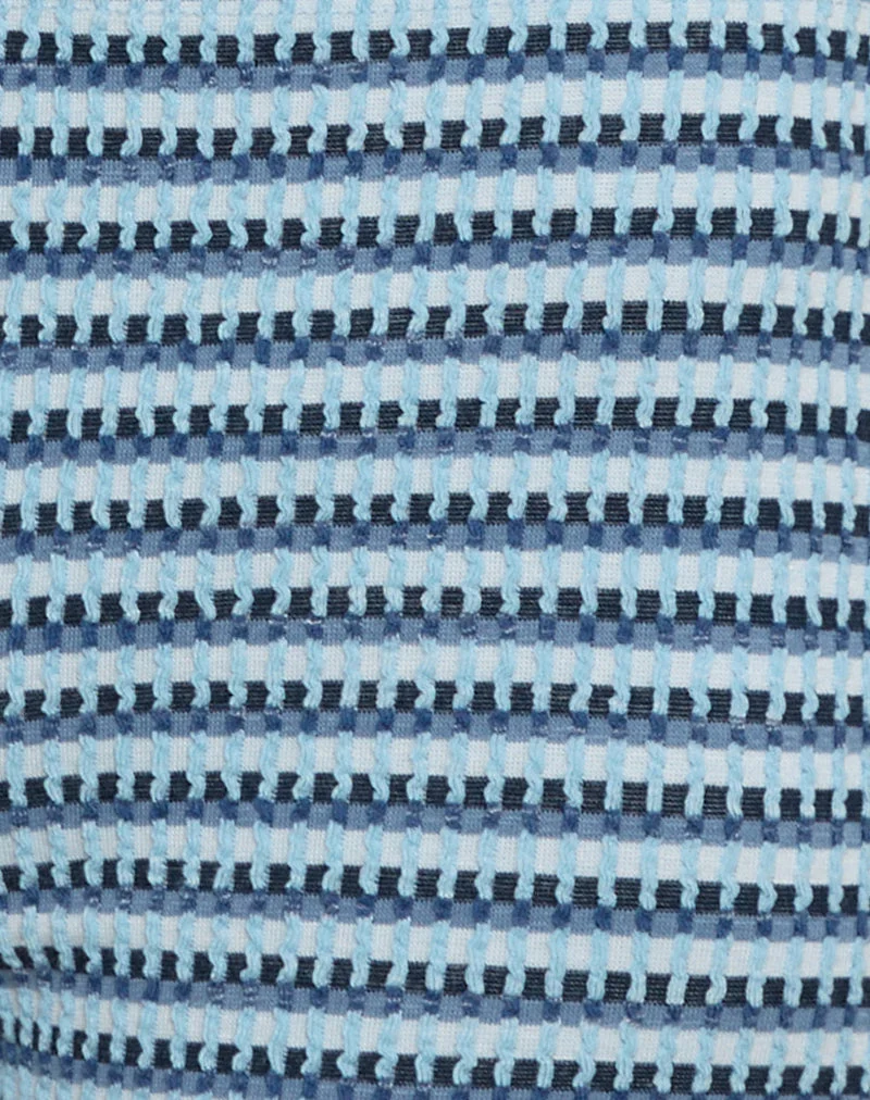 Sera Micro Short in Textured Rib Stripe Tonal Blue
