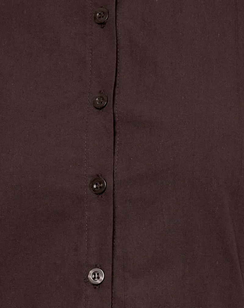 Robe à collet Mikena, acajou foncé