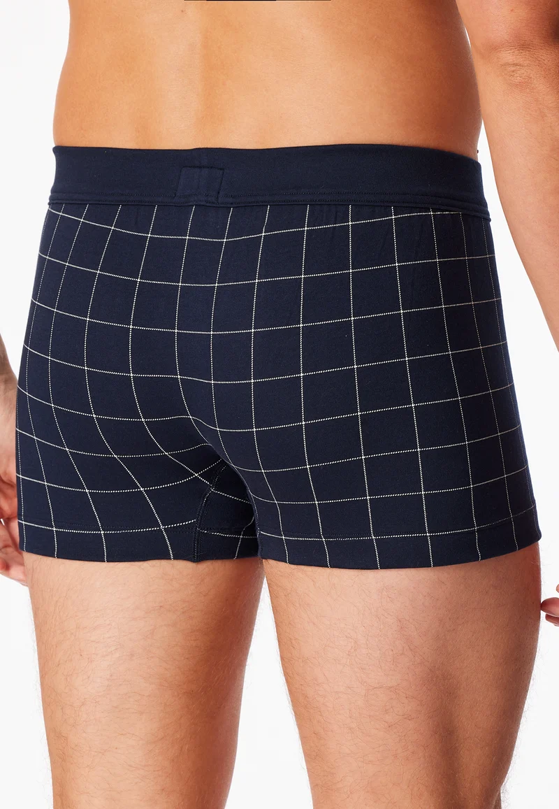 Enge Boxershorts Dunkelblau kariert - Fine Interlock
