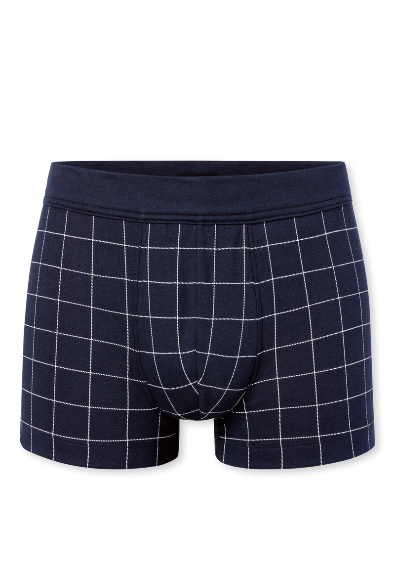 Enge Boxershorts Dunkelblau kariert - Fine Interlock