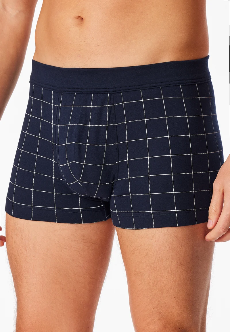 Enge Boxershorts Dunkelblau kariert - Fine Interlock