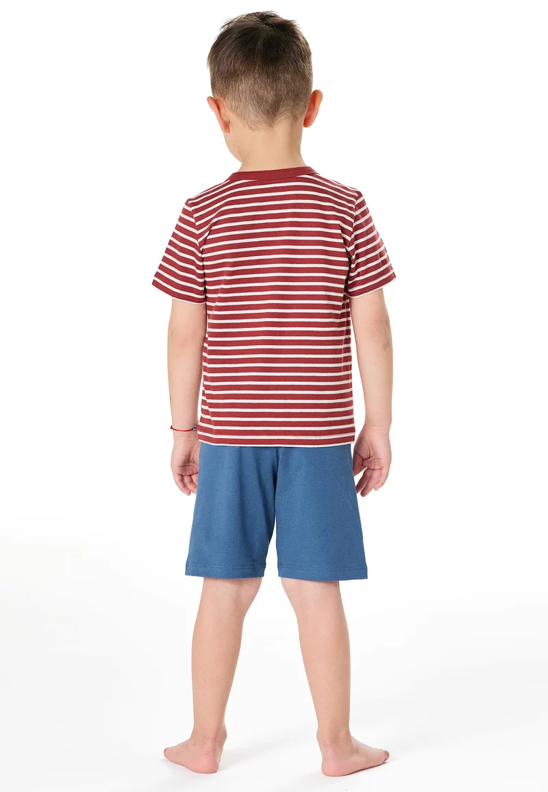Schlafanzug kurz Rot/Blau gestreift - Kids Nightwear