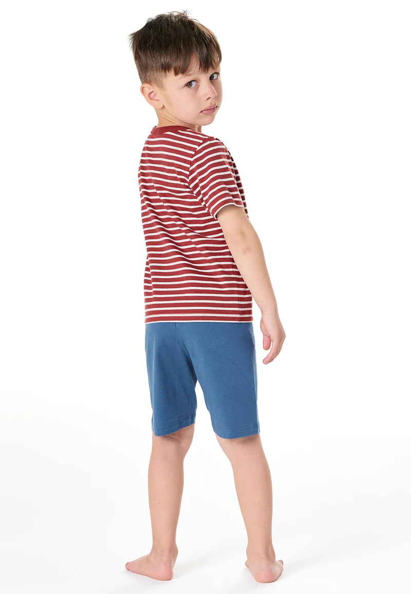 Schlafanzug kurz Rot/Blau gestreift - Kids Nightwear