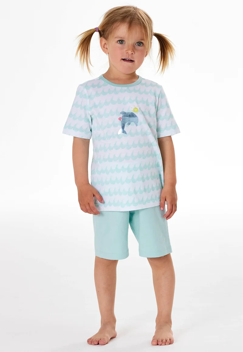 Schlafanzug kurz Blau/Weiss gemustert - Kids Nightwear