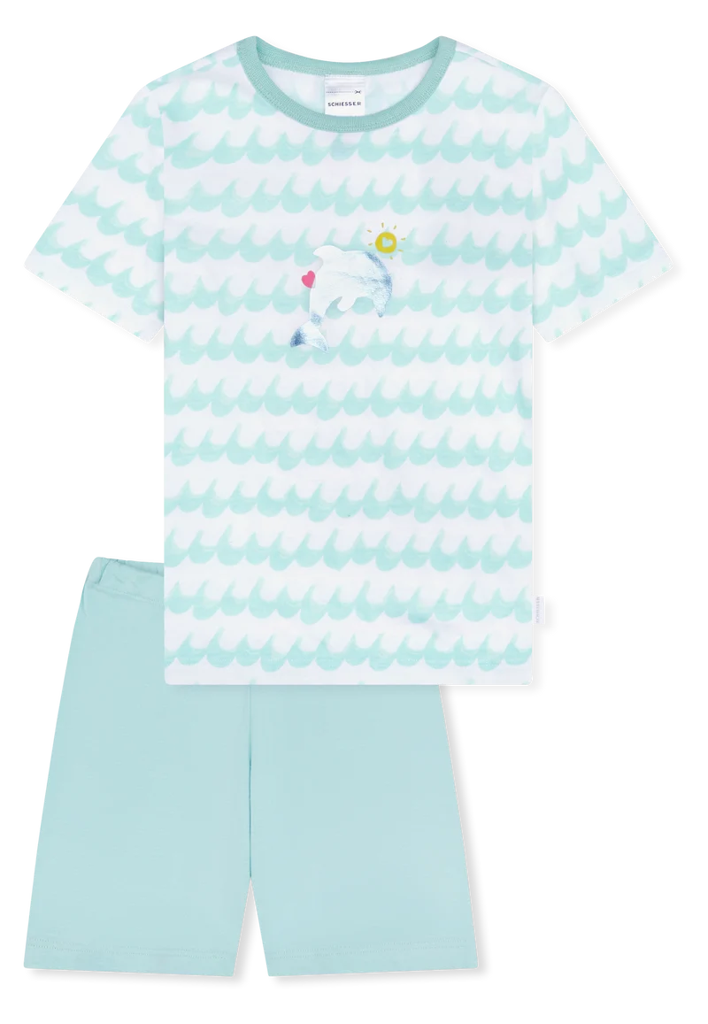 Schlafanzug kurz Blau/Weiss gemustert - Kids Nightwear