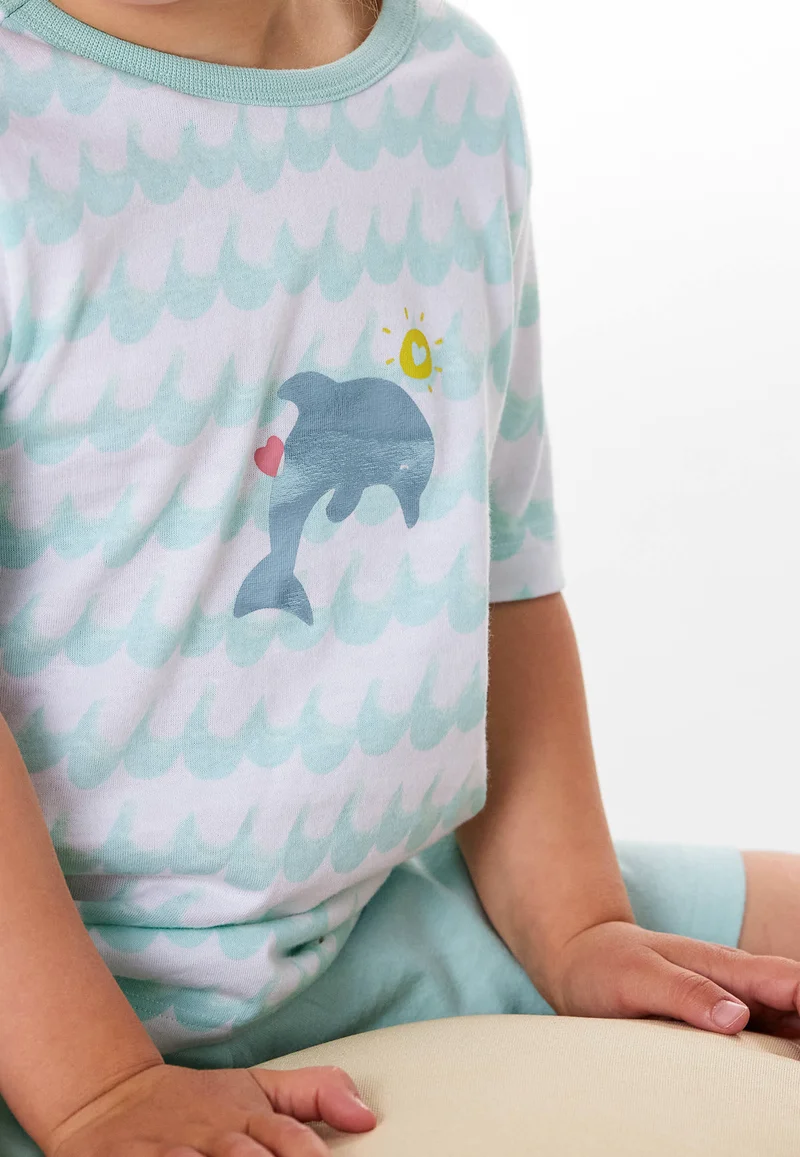 Schlafanzug kurz Blau/Weiss gemustert - Kids Nightwear