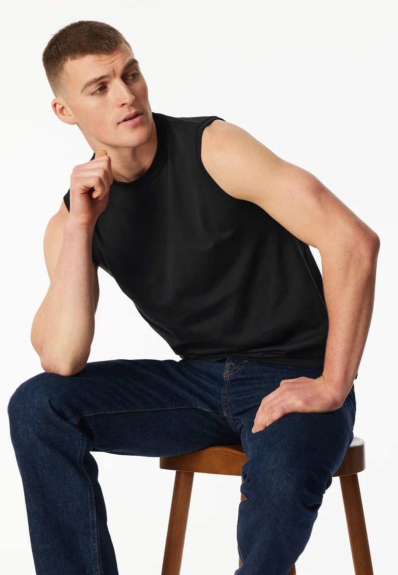 Shirt ärmellos 2er-Pack Schwarz - Essentials