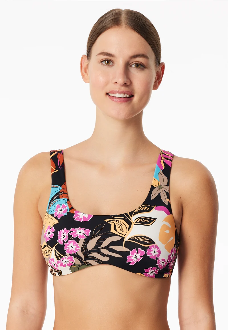 Bikini-Top Bunt gemustert - Aqua