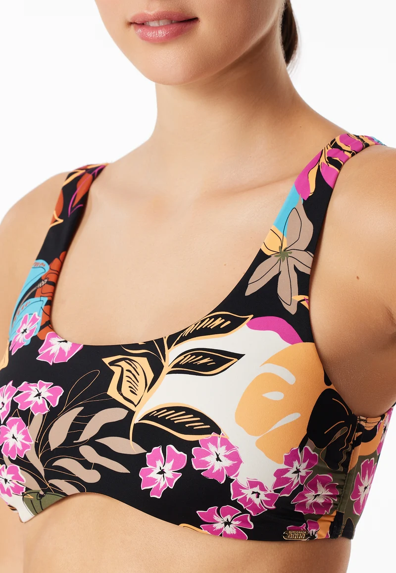 Bikini-Top Bunt gemustert - Aqua