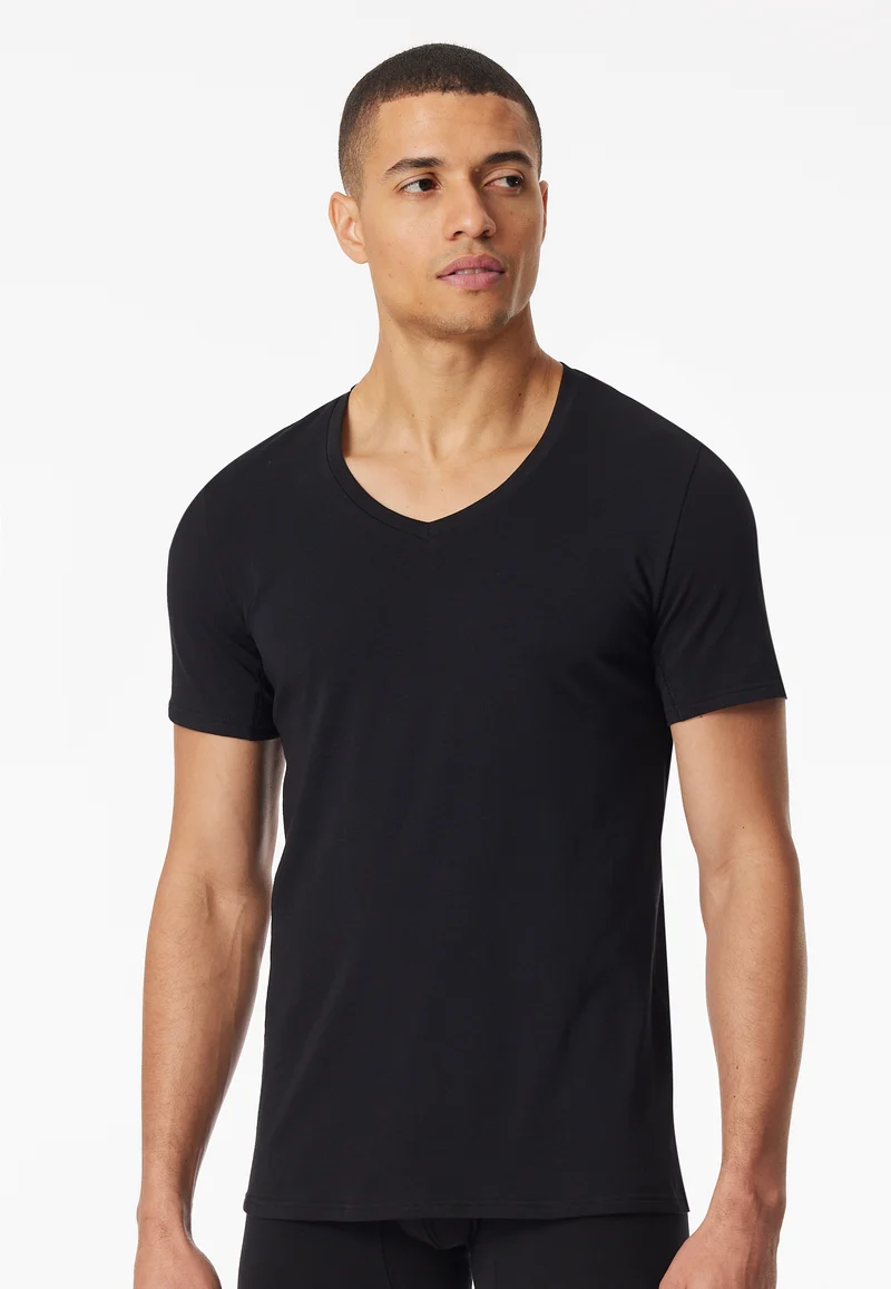 T-Shirt V-Ausschnitt Schwarz - Premium Cotton