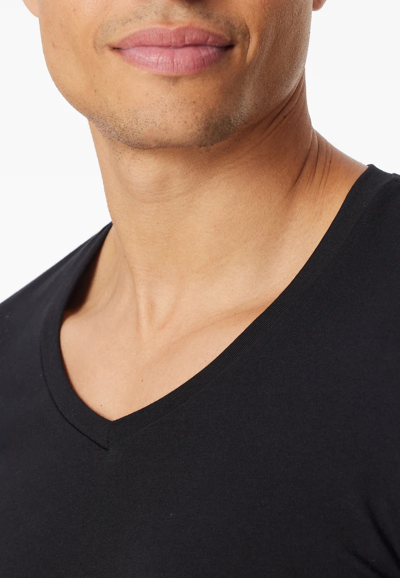 T-Shirt V-Ausschnitt Schwarz - Premium Cotton