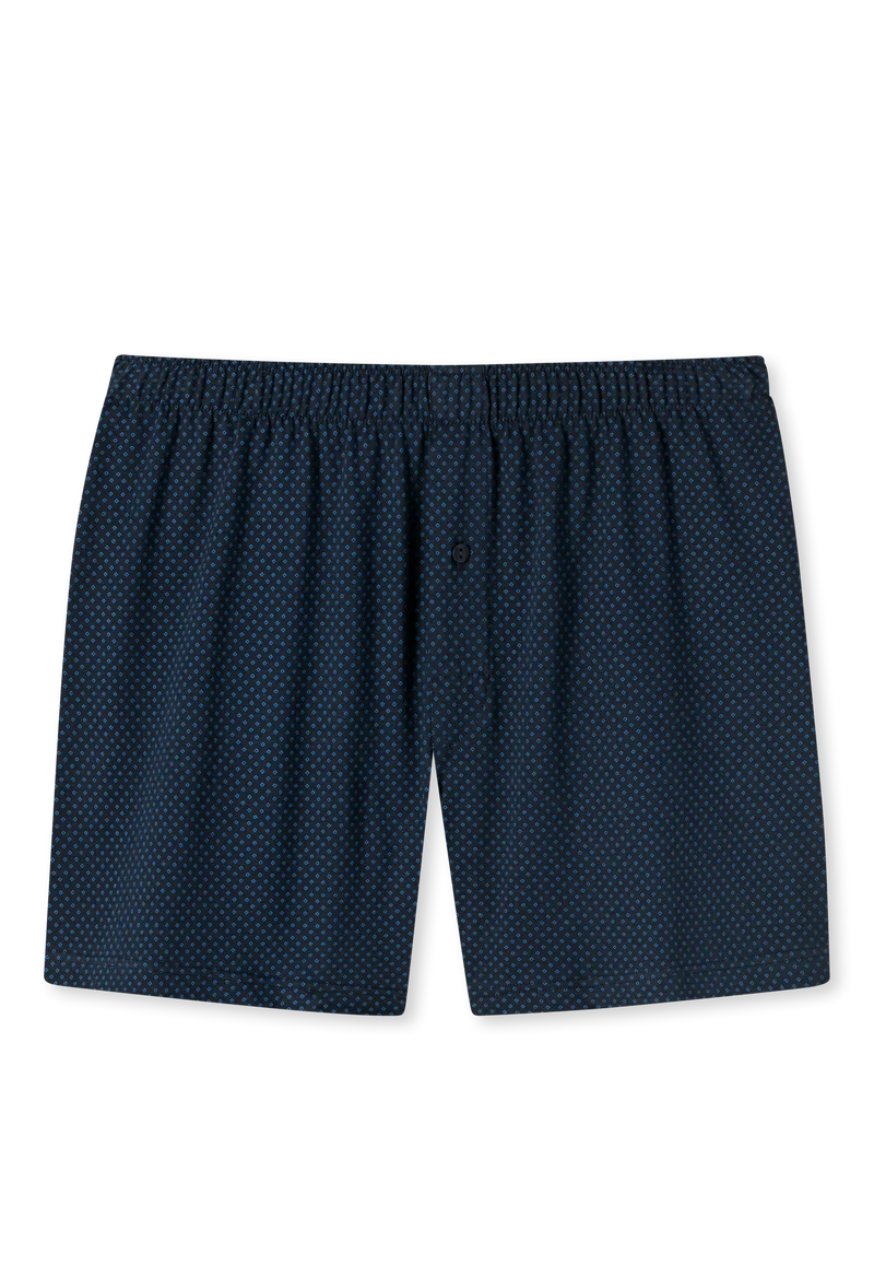 Boxershorts mit Knopfleiste Dunkelblau gemustert - Cotton Casuals