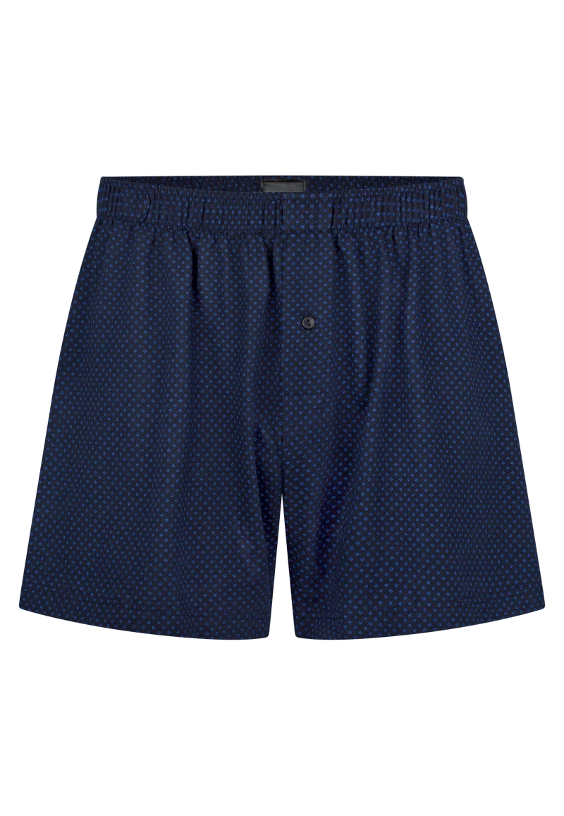 Boxershorts mit Knopfleiste Dunkelblau gemustert - Cotton Casuals