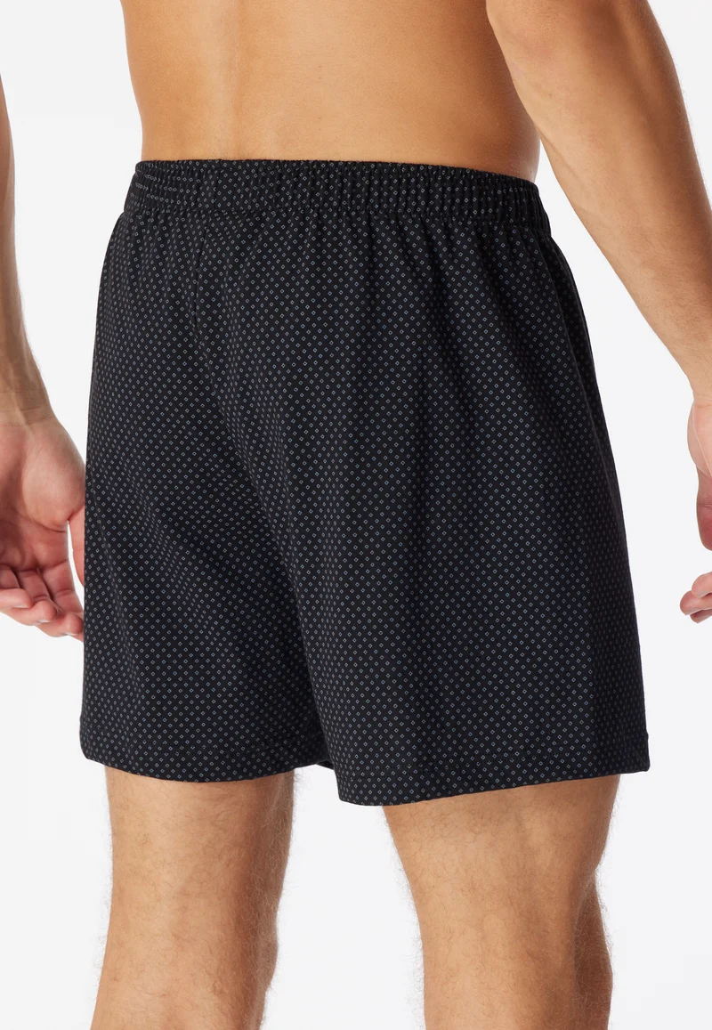 Boxershorts mit Knopfleiste Schwarz gemustert - Cotton Casuals