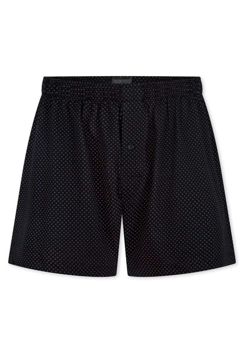 Boxershorts mit Knopfleiste Schwarz gemustert - Cotton Casuals