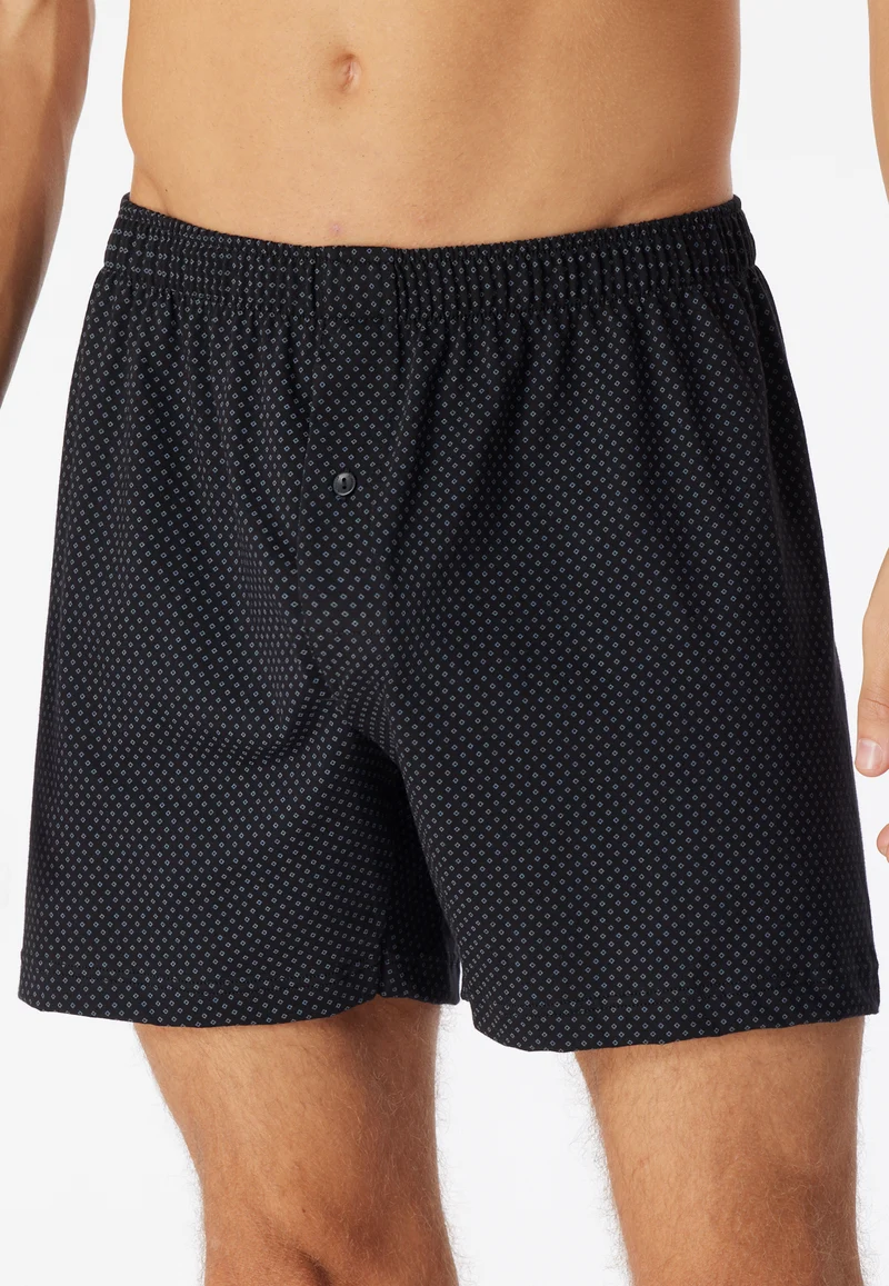 Boxershorts mit Knopfleiste Schwarz gemustert - Cotton Casuals