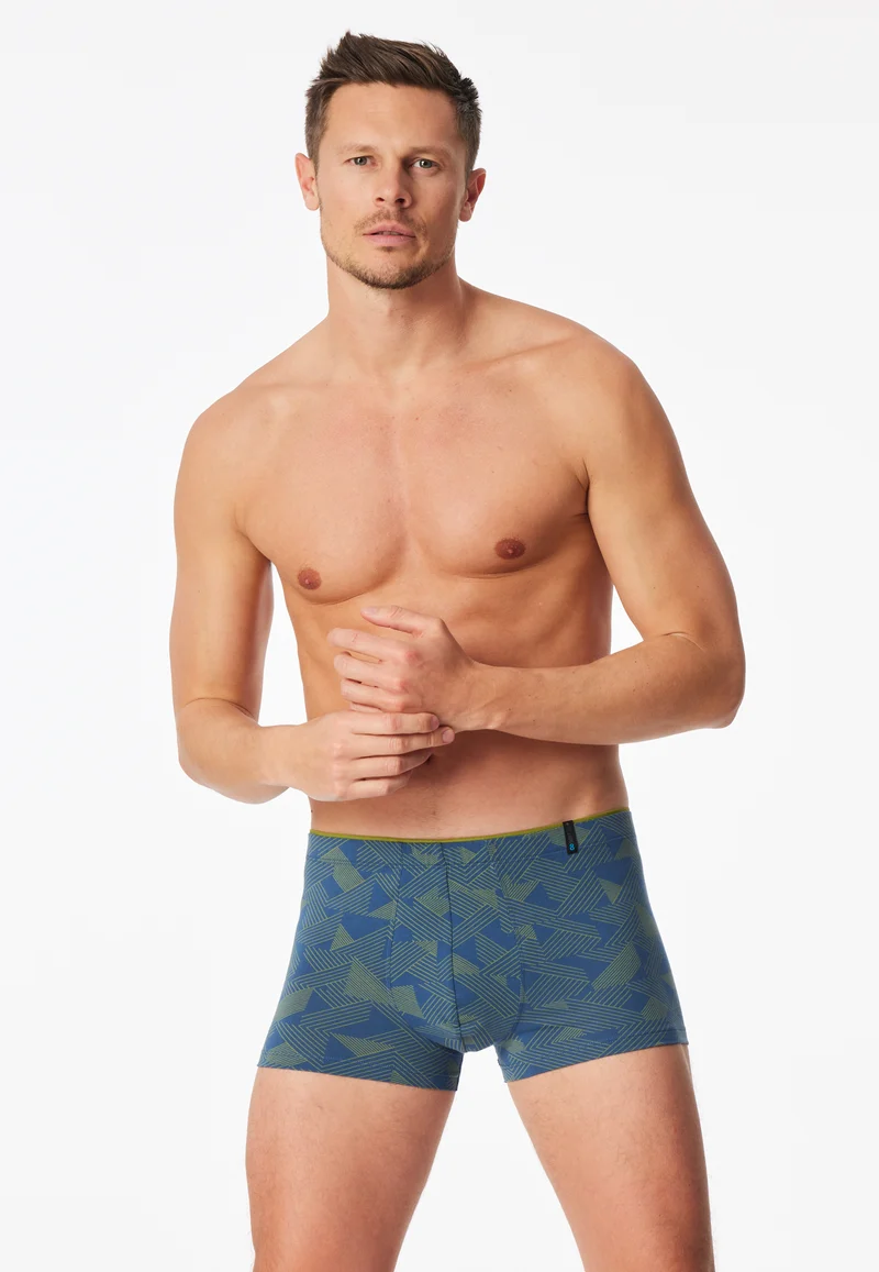 Enge Boxershorts Grün/Blau gemustert - Long Life Soft