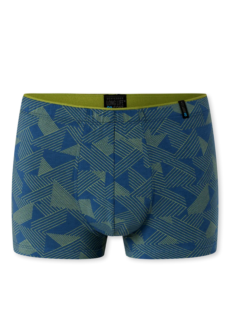 Enge Boxershorts Grün/Blau gemustert - Long Life Soft