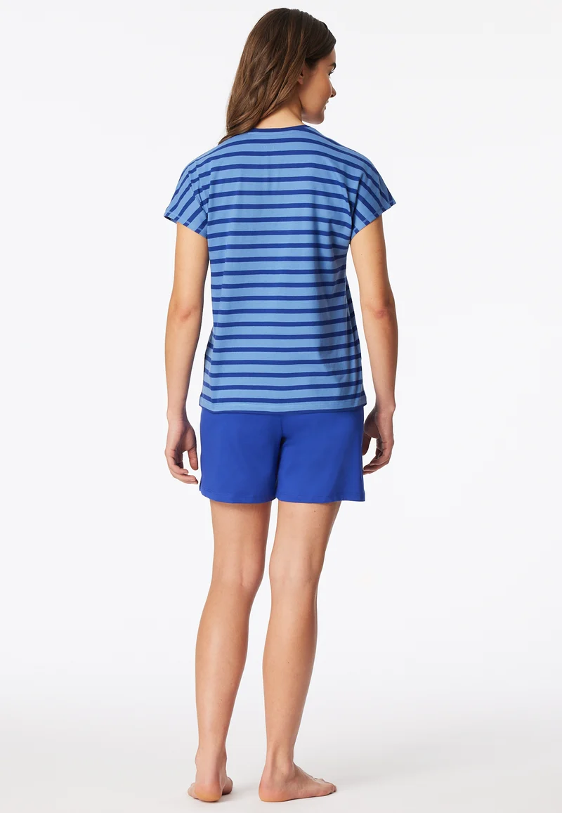 Schlafanzug kurz Blau gestreift - Casual Essentials