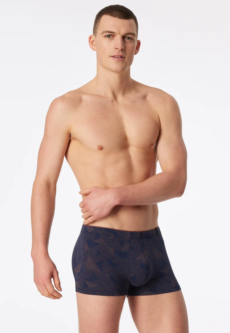 Enge Boxershorts Dunkelblau/Braun gemustert - Long Life Soft