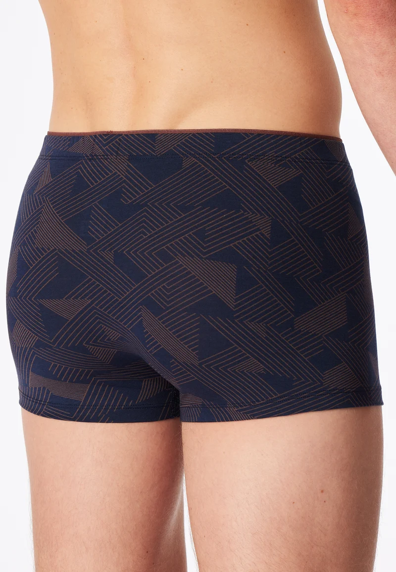 Enge Boxershorts Dunkelblau/Braun gemustert - Long Life Soft