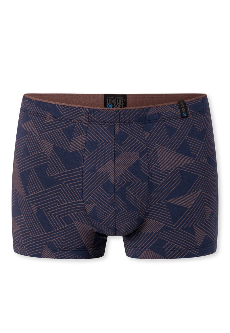 Enge Boxershorts Dunkelblau/Braun gemustert - Long Life Soft