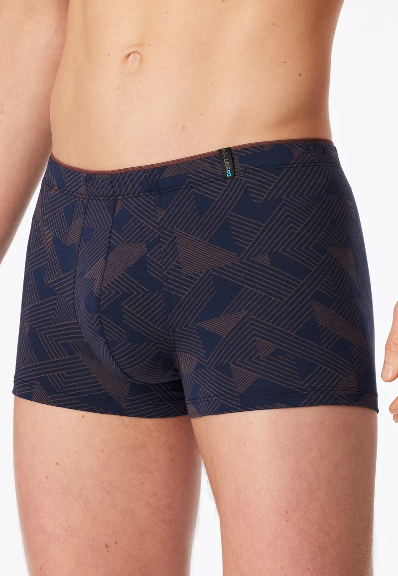 Enge Boxershorts Dunkelblau/Braun gemustert - Long Life Soft