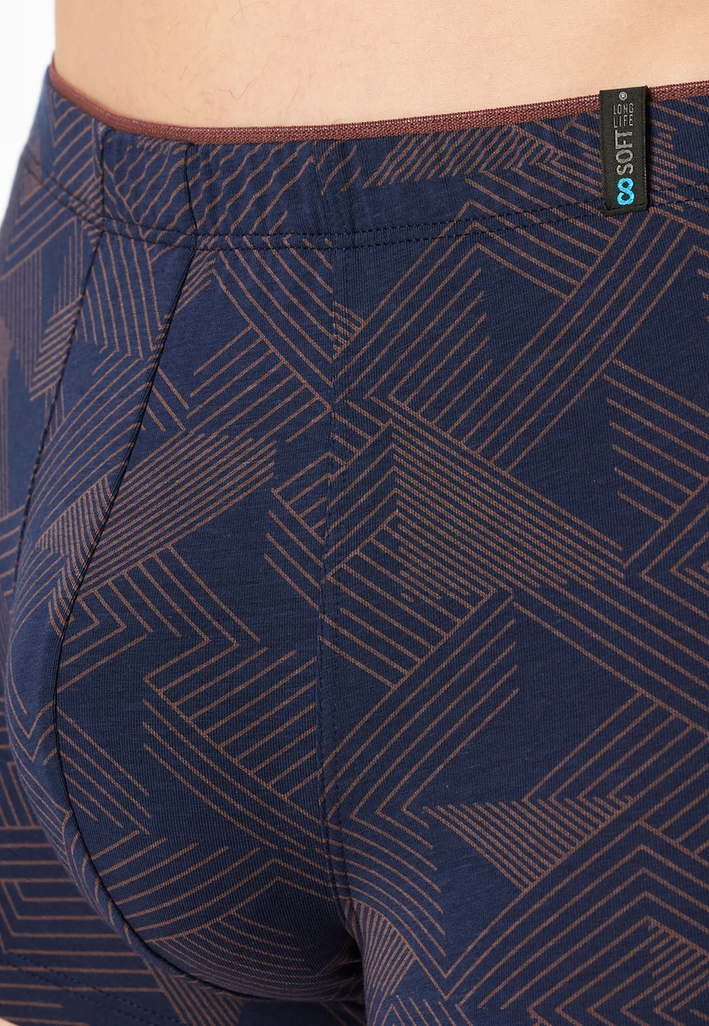 Enge Boxershorts Dunkelblau/Braun gemustert - Long Life Soft