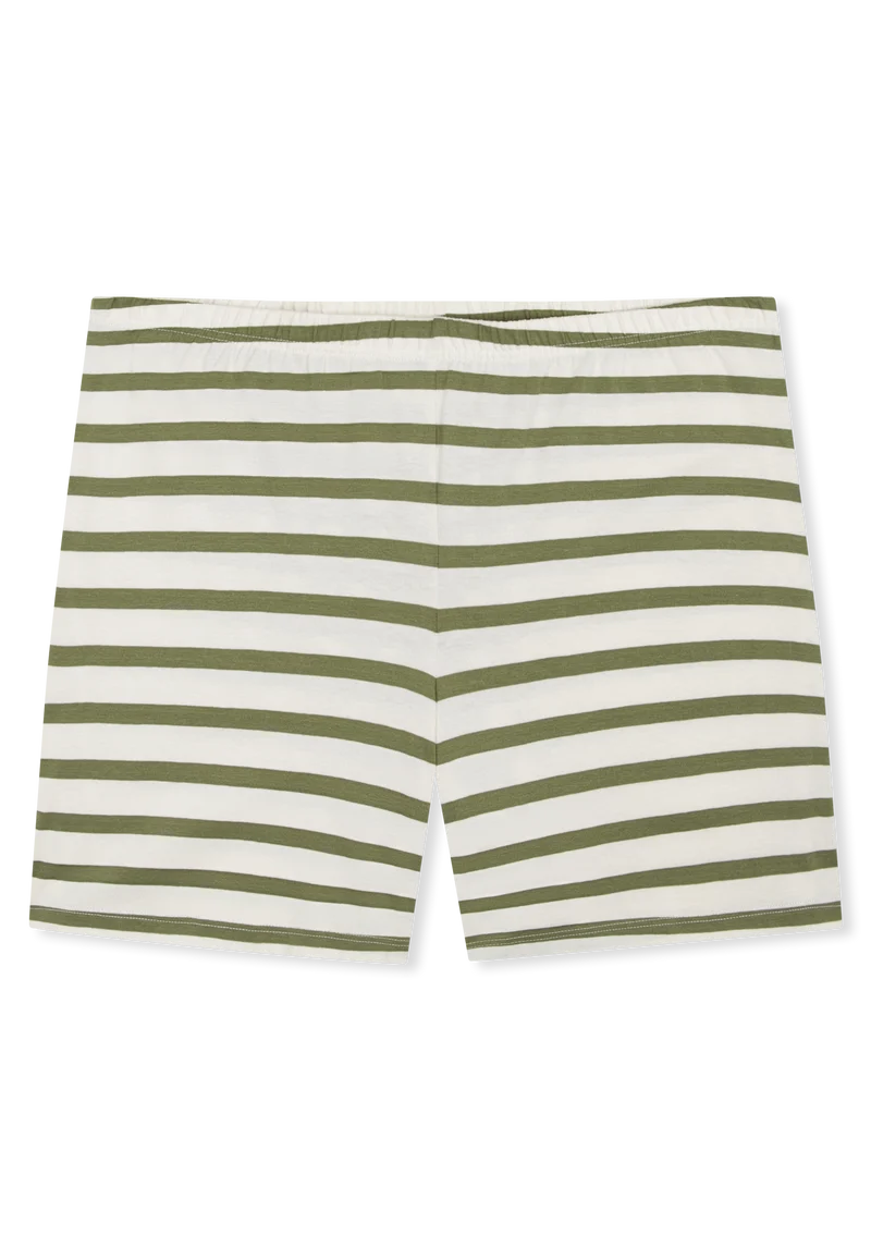 Schlafanzug kurz Khaki/Weiss gestreift - Casual Essentials