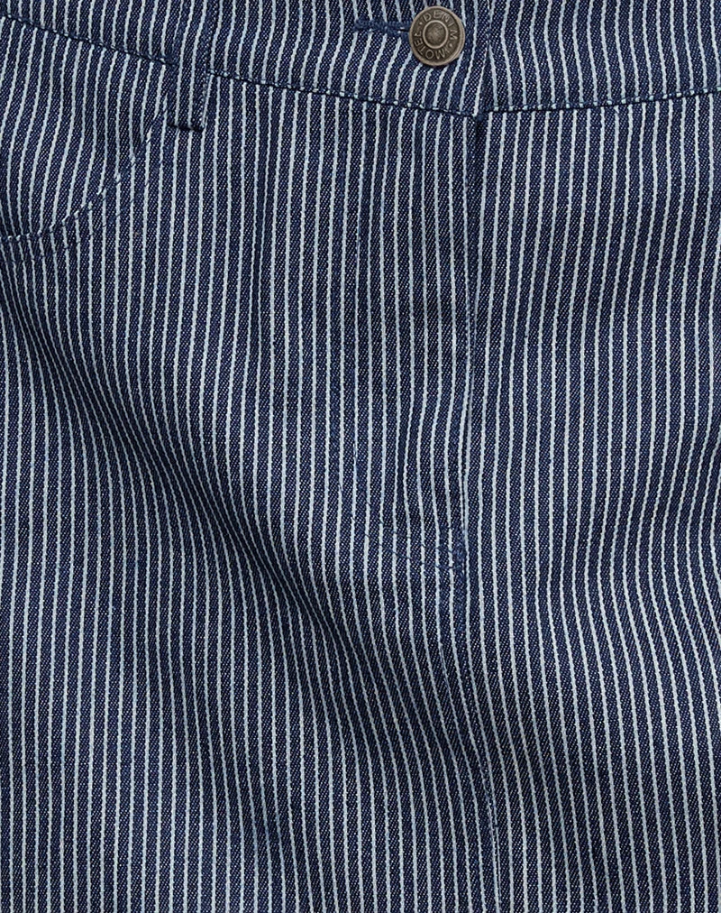 Mini-jupe trapèze, à rayures, lavée à l'indigo