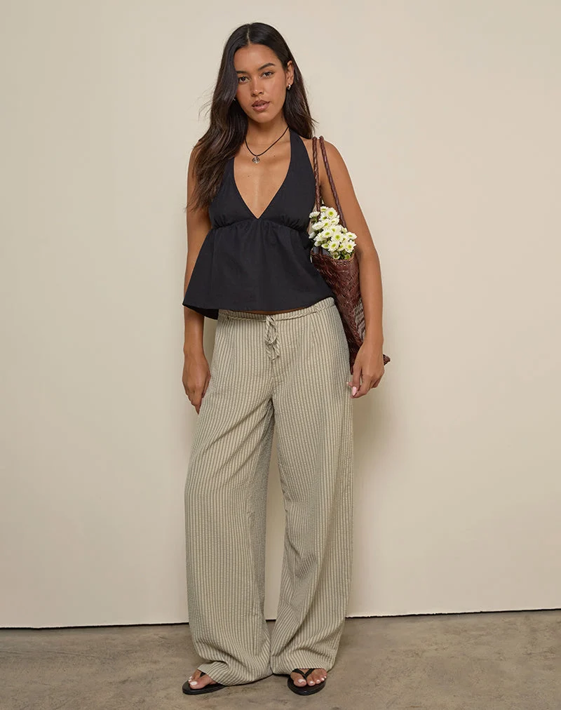Pantalon Juria à rayures kaki neutre