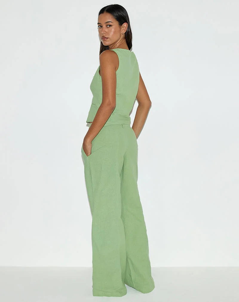 Gilet Ganita, lin, vert menthe
