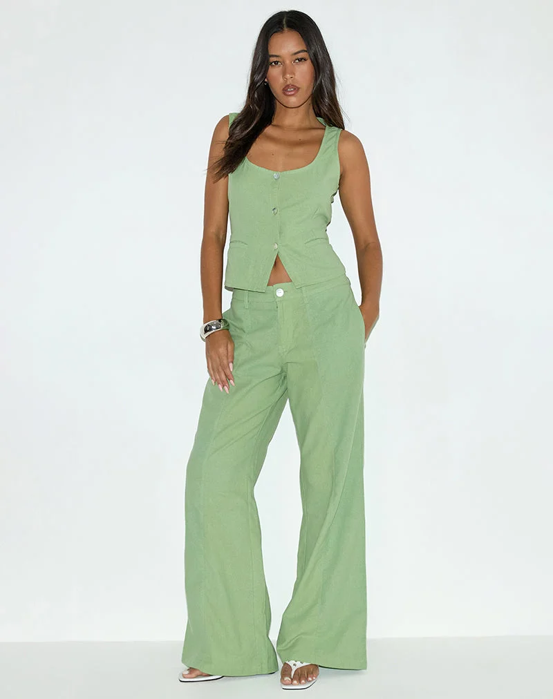Gilet Ganita, lin, vert menthe
