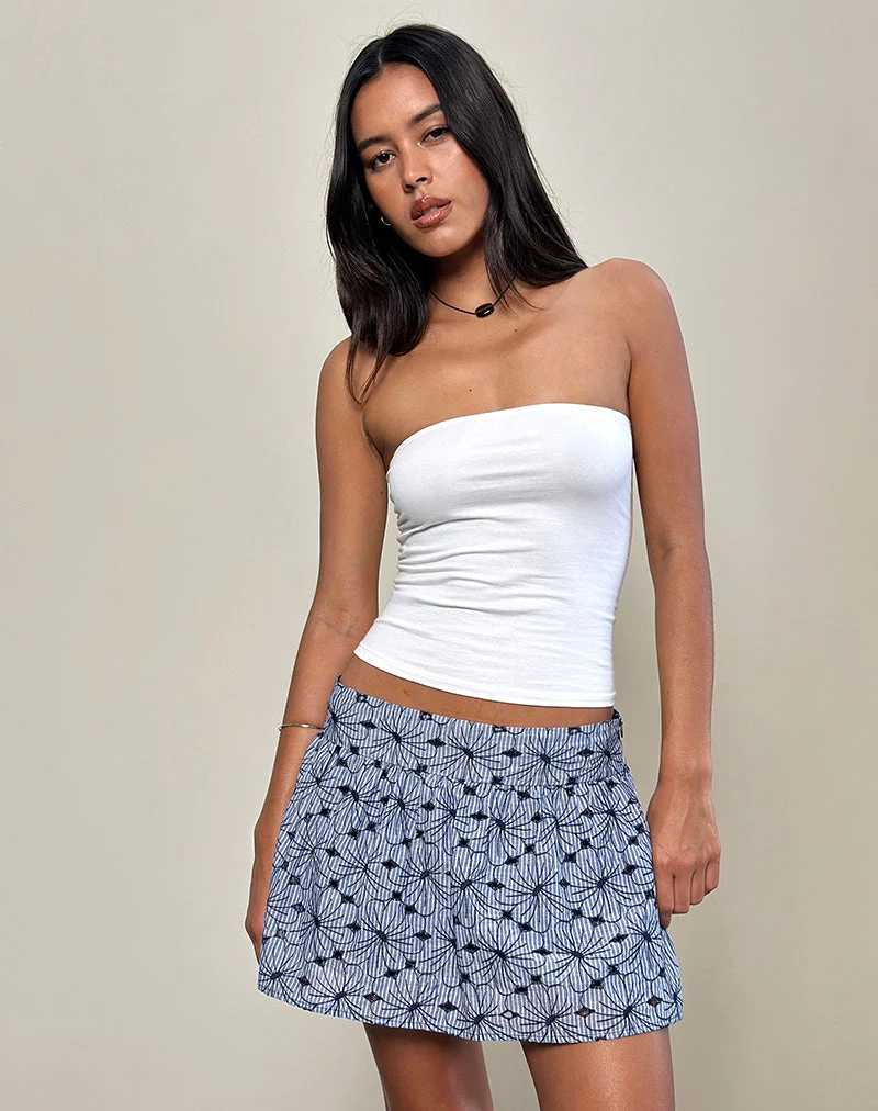 Minijupe Elvira, fleurs rayées bleues