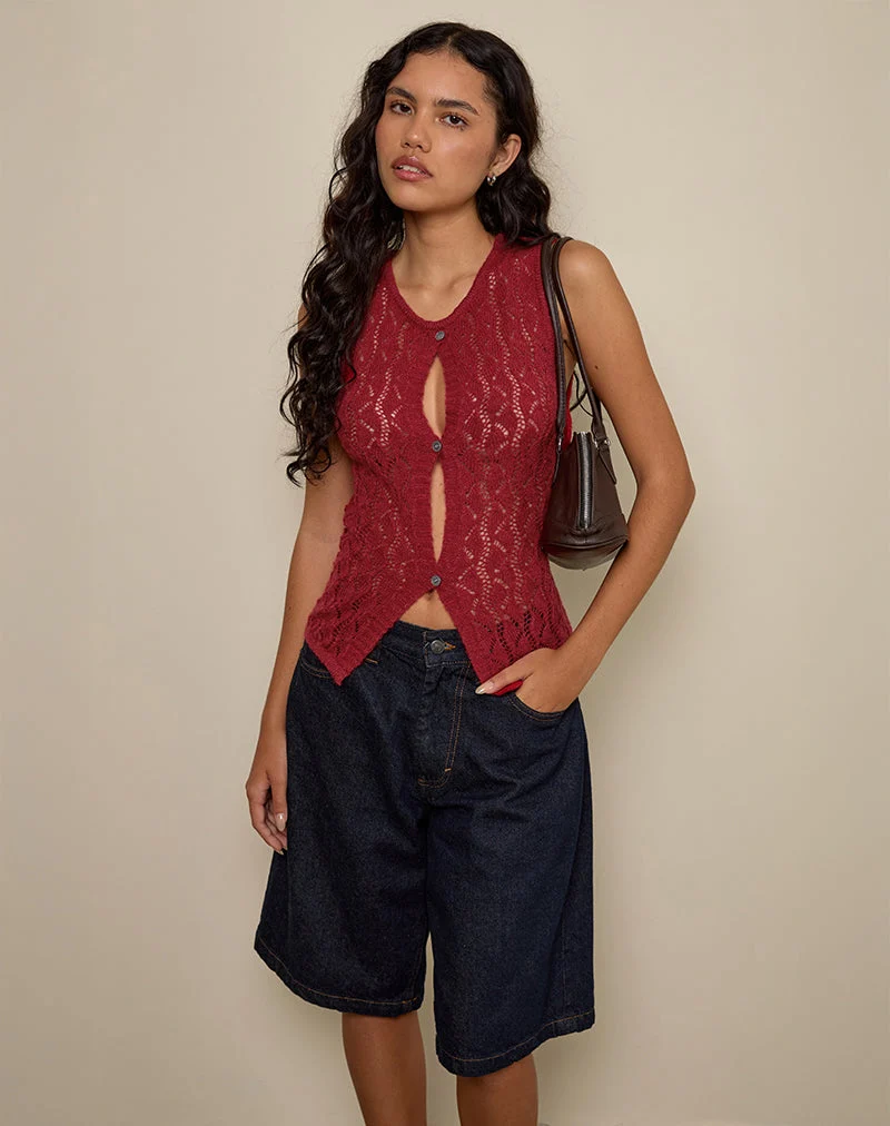 Débardeur à boutons Birama en tricot rouge