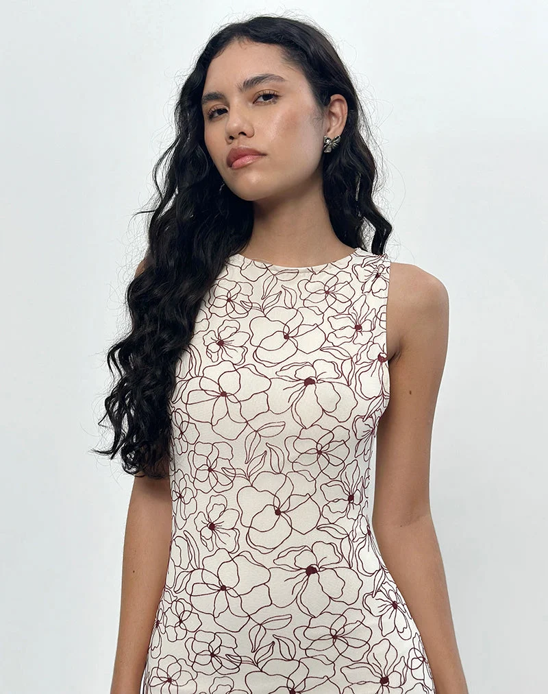 Hoover Maxi Dress in Line Flower Cream