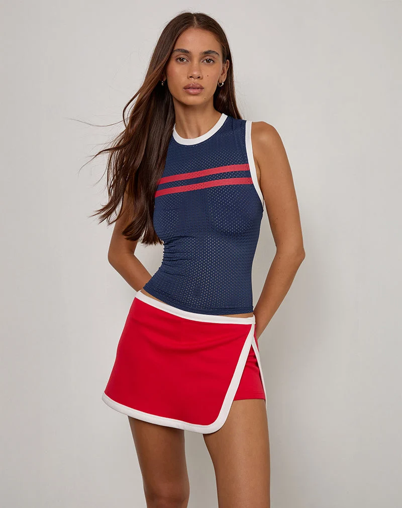 Jupe-short Andeci Sport en rouge avec fixation blanche